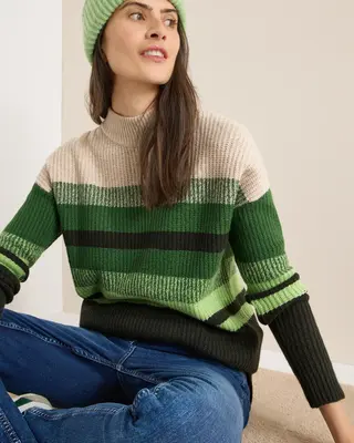 Cecil Striped Mouliné Jumper - Raw Khaki