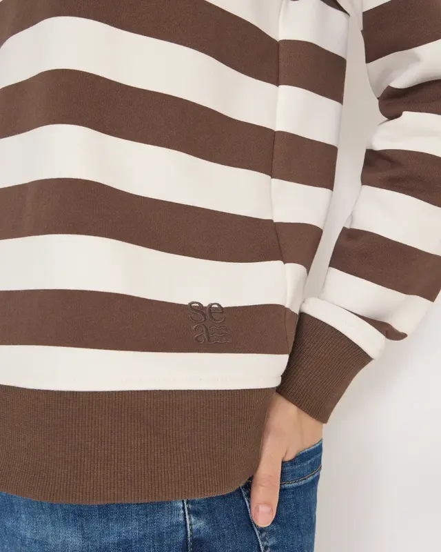 Cecil Gestreiftes Sweatshirt - Urban Taupe