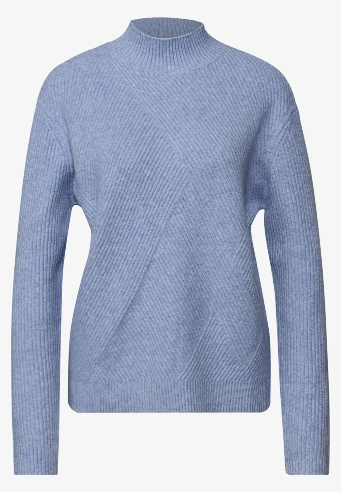 Street One Kuscheliger Strukturpullover - Frosted Blue Melange
