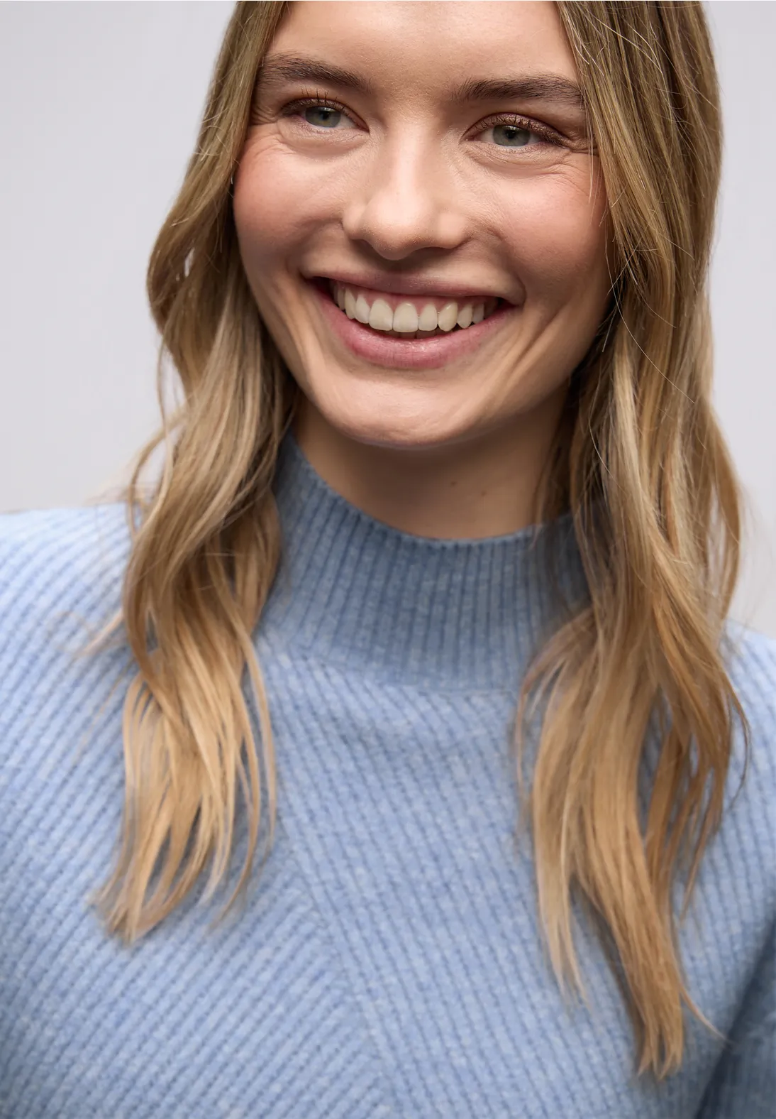 Street One Kuscheliger Strukturpullover - Frosted Blue Melange