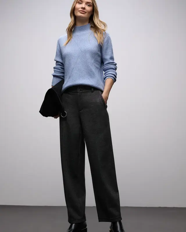 Street One Zachte Trui met Structuur - Frosted Blue Melange