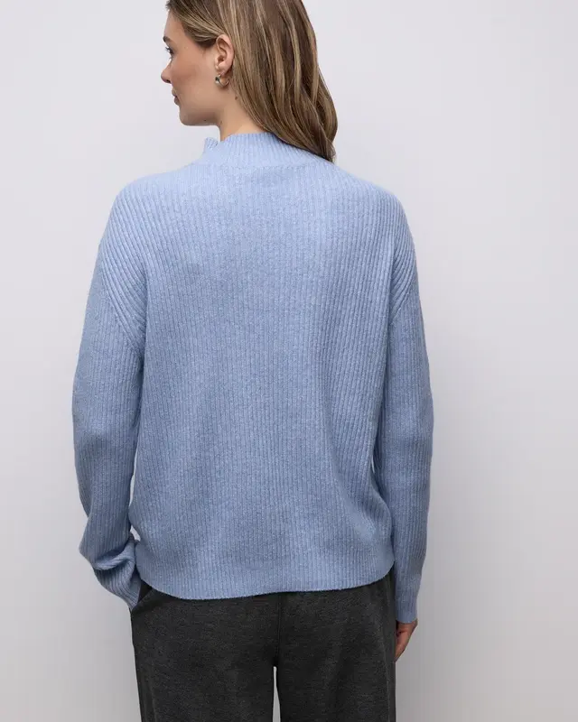 Street One Kuscheliger Strukturpullover - Frosted Blue Melange