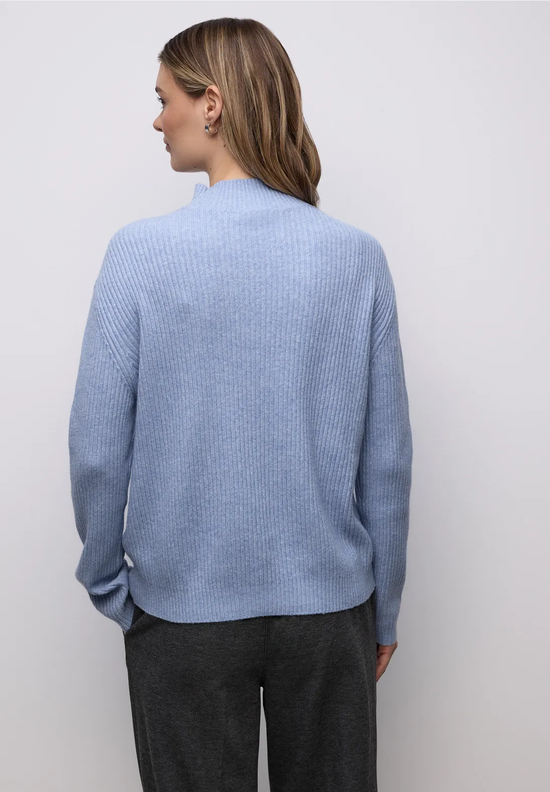Street One Zachte Trui met Structuur - Frosted Blue Melange