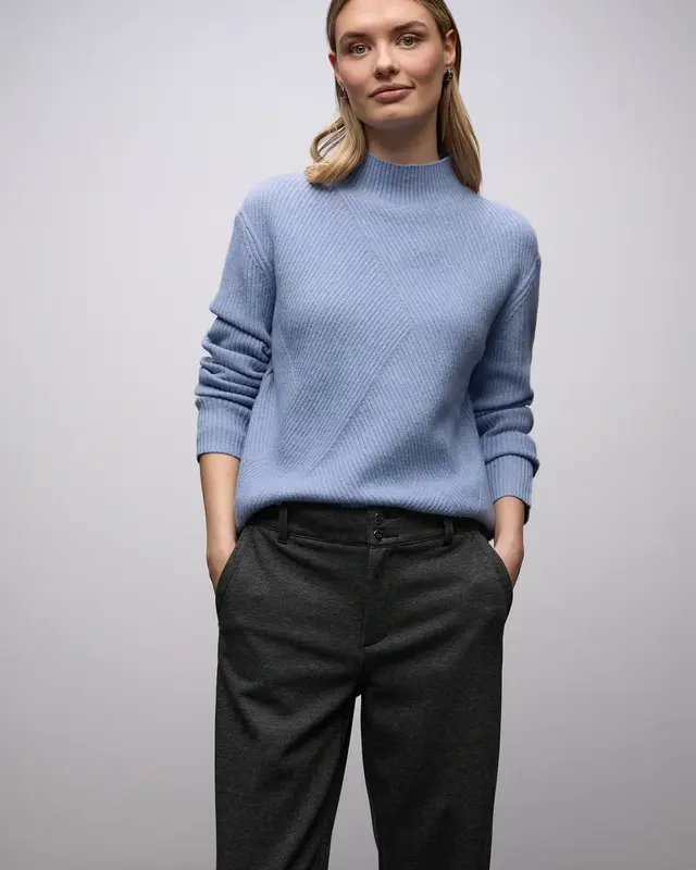 Street One Kuscheliger Strukturpullover - Frosted Blue Melange