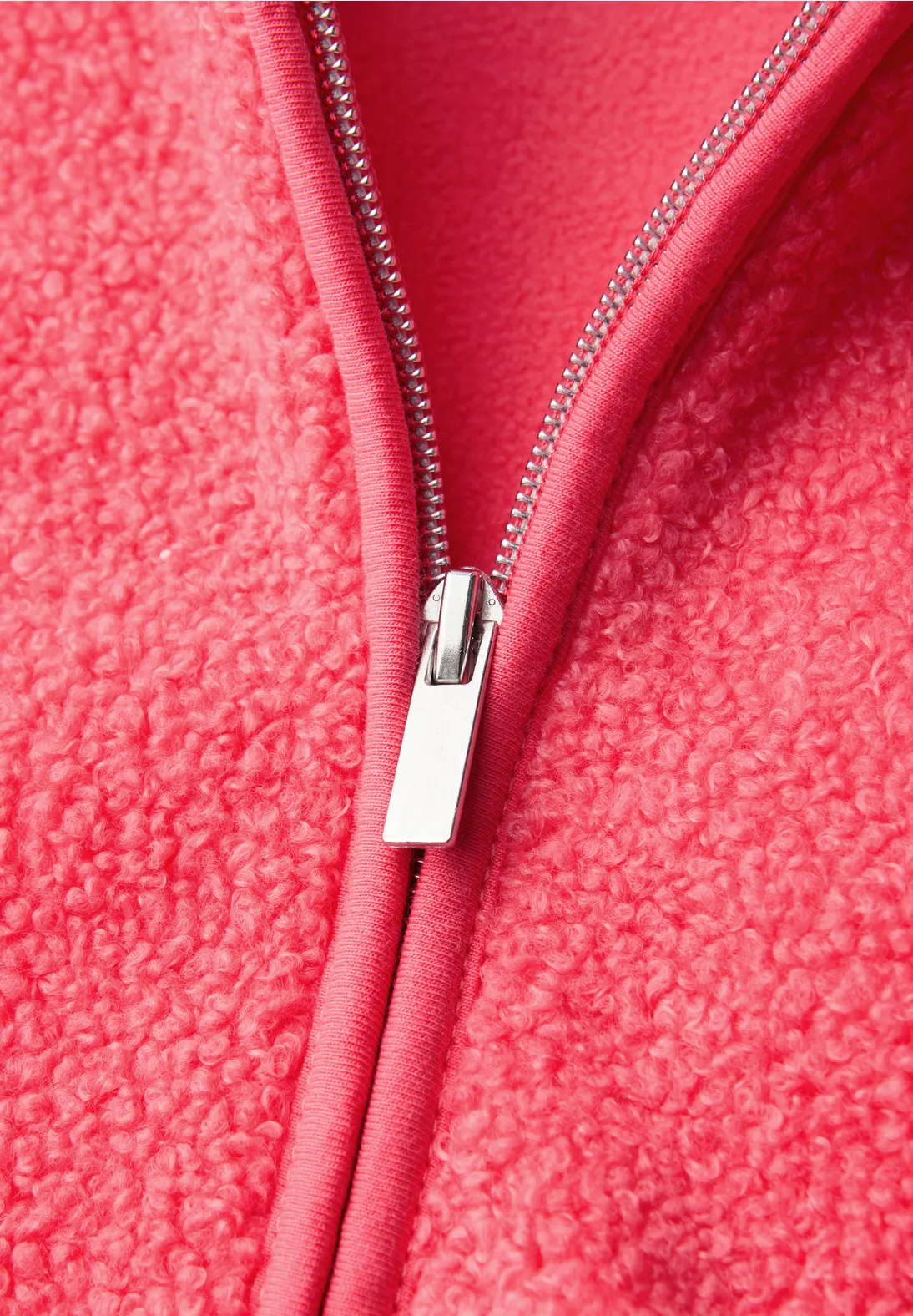 Street One Teddy Jacket with Hood - Striking Coral