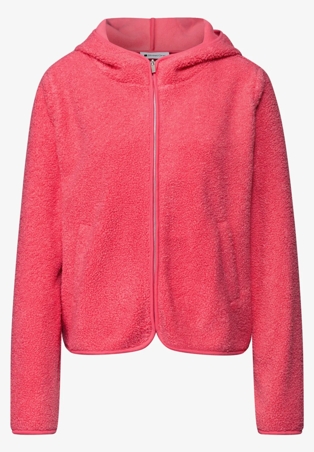 Street One Teddy Jacket with Hood - Striking Coral