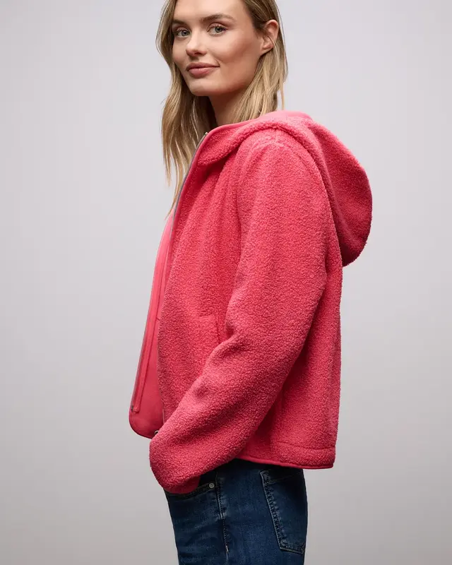 Street One Teddy Jacket with Hood - Striking Coral