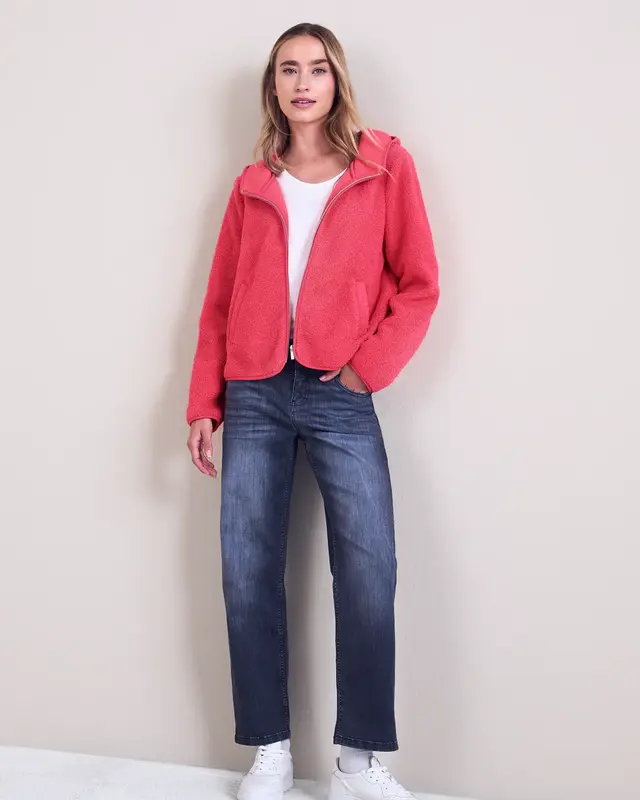 Street One Teddy Jacket with Hood - Striking Coral