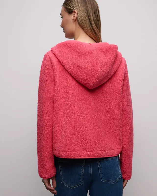 Street One Teddy Jacket with Hood - Striking Coral