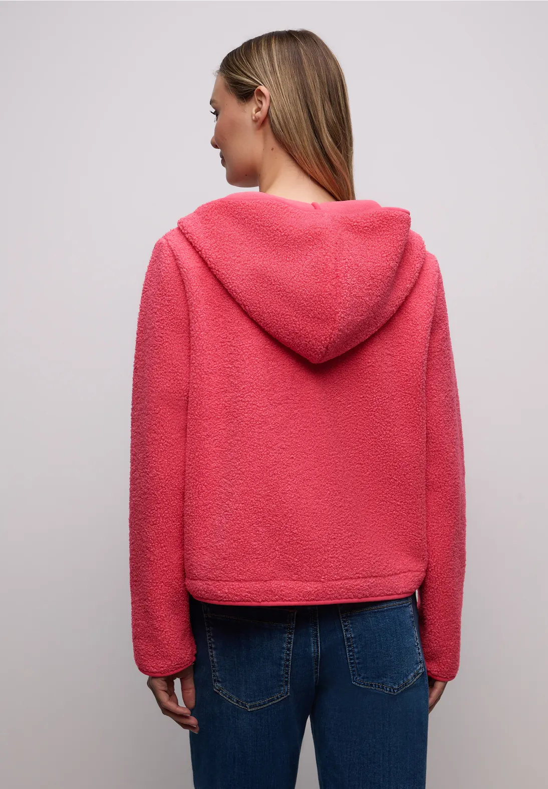 Street One Teddy Jacke mit Kapuze - Striking Coral