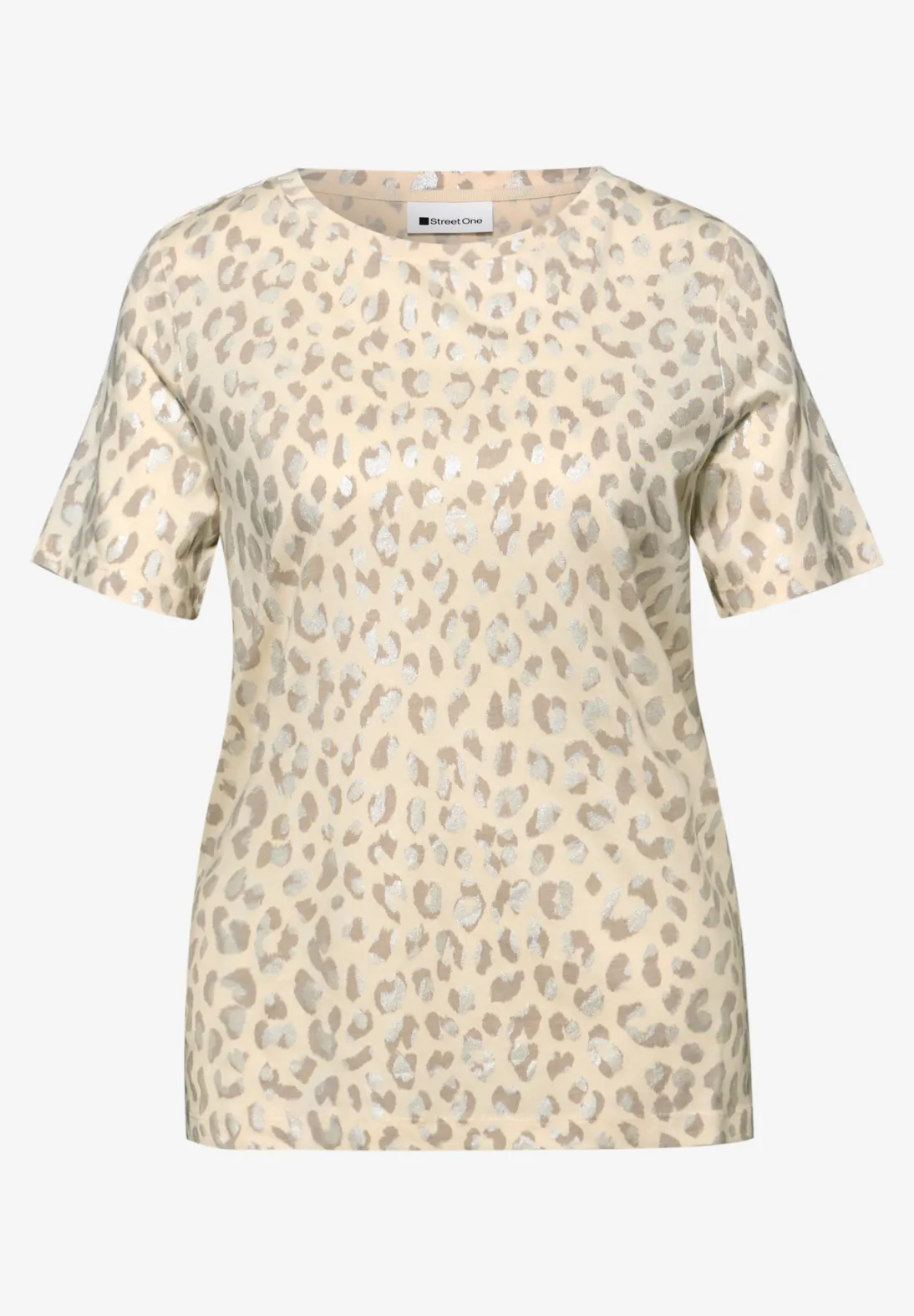 Street One Leo-Shirt mit Foliendetails - Light Terra Mocha