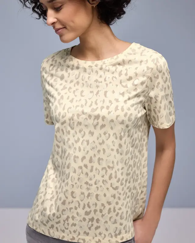 Street One Shirt Leo met Foliedetails - Light Terra Mocha