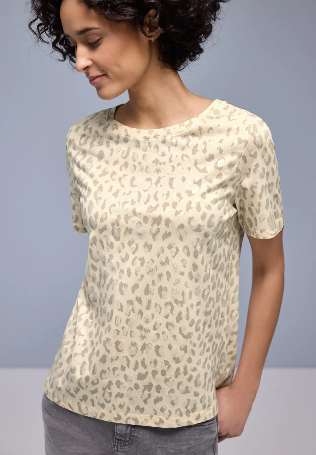 Street One Leo Shirt with Foil Details - Light Terra Mocha