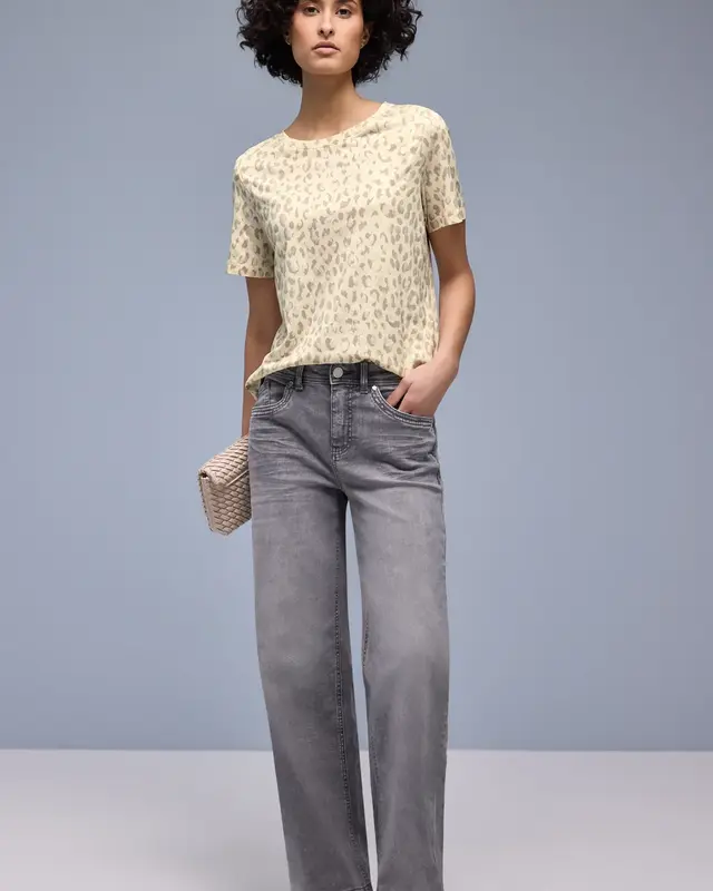 Street One Leo-Shirt mit Foliendetails - Light Terra Mocha