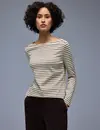 Street One Gestreiftes Shirt - Light Terra Mocha