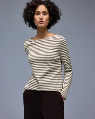Street One Striped Shirt - Light Terra Mocha