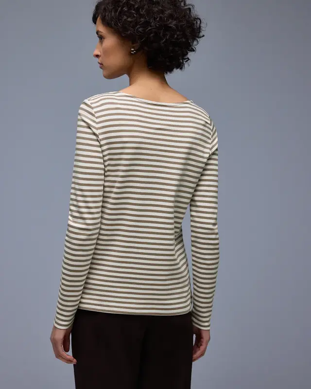 Street One Striped Shirt - Light Terra Mocha