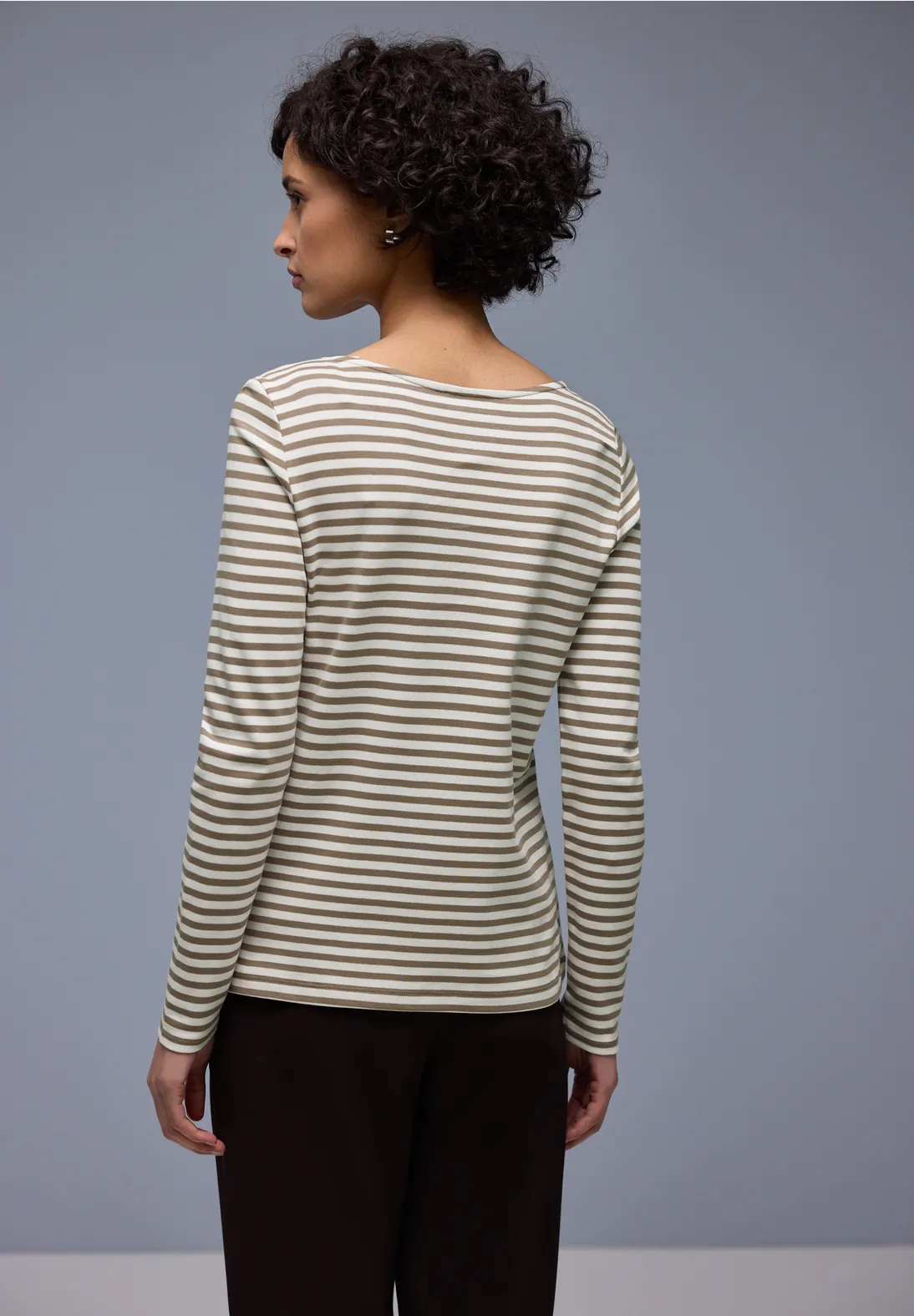 Street One Gestreiftes Shirt - Light Terra Mocha