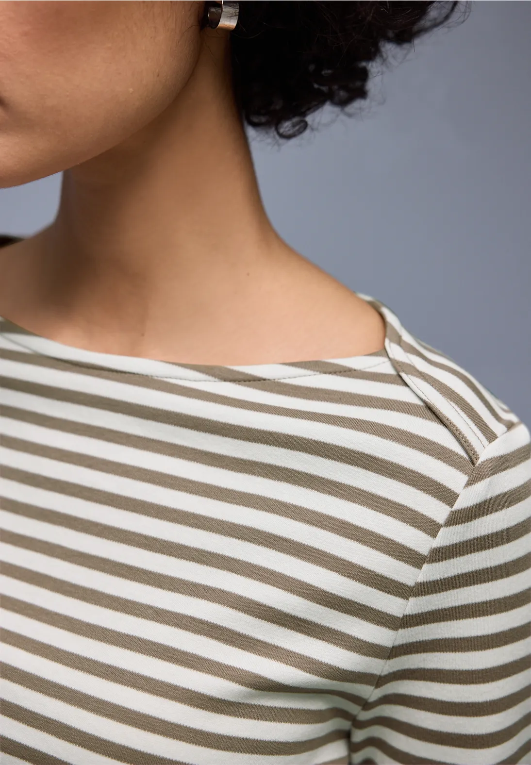 Street One Gestreiftes Shirt - Light Terra Mocha