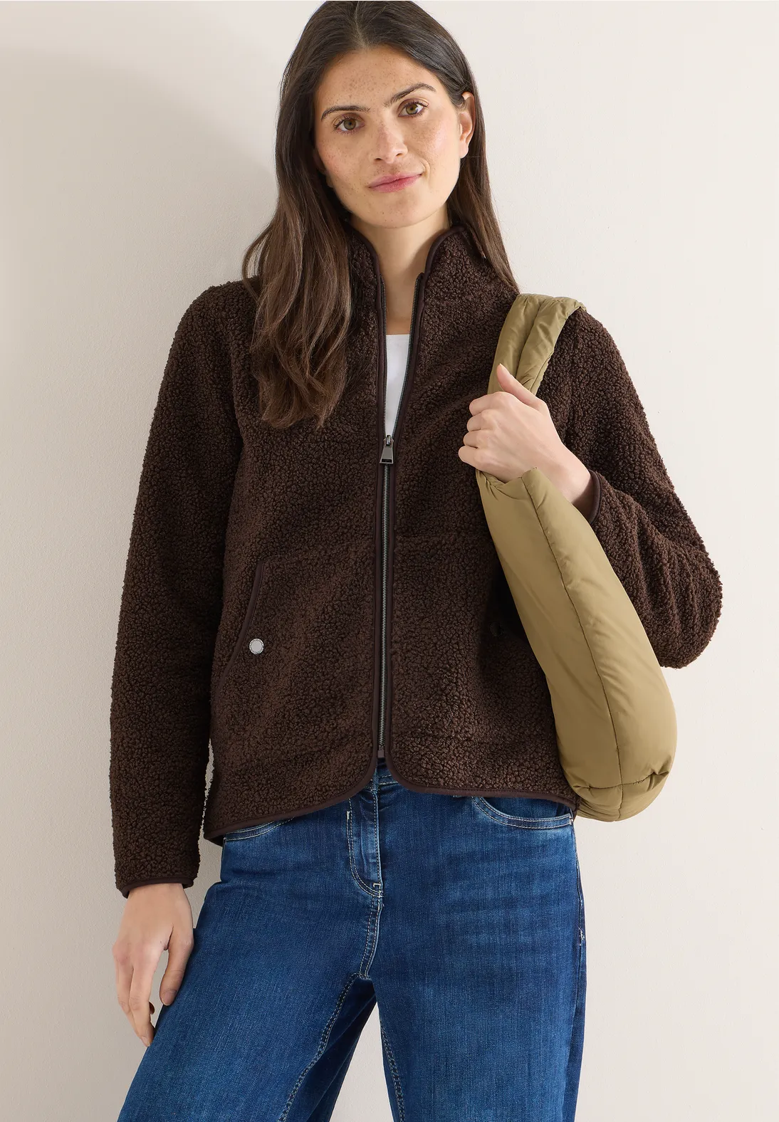 Cecil Soft Jacket with Zipper - Machiato Brown
