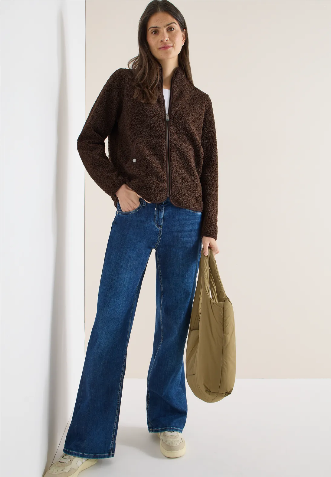 Cecil Soft Jacket with Zipper - Machiato Brown