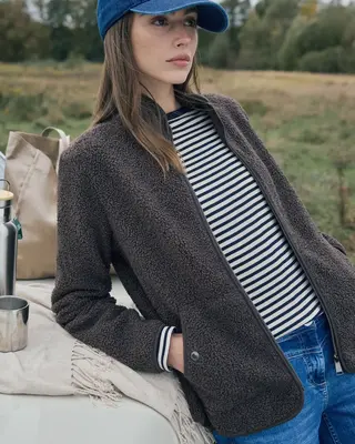 Cecil Soft Jacket with Zipper - Machiato Brown