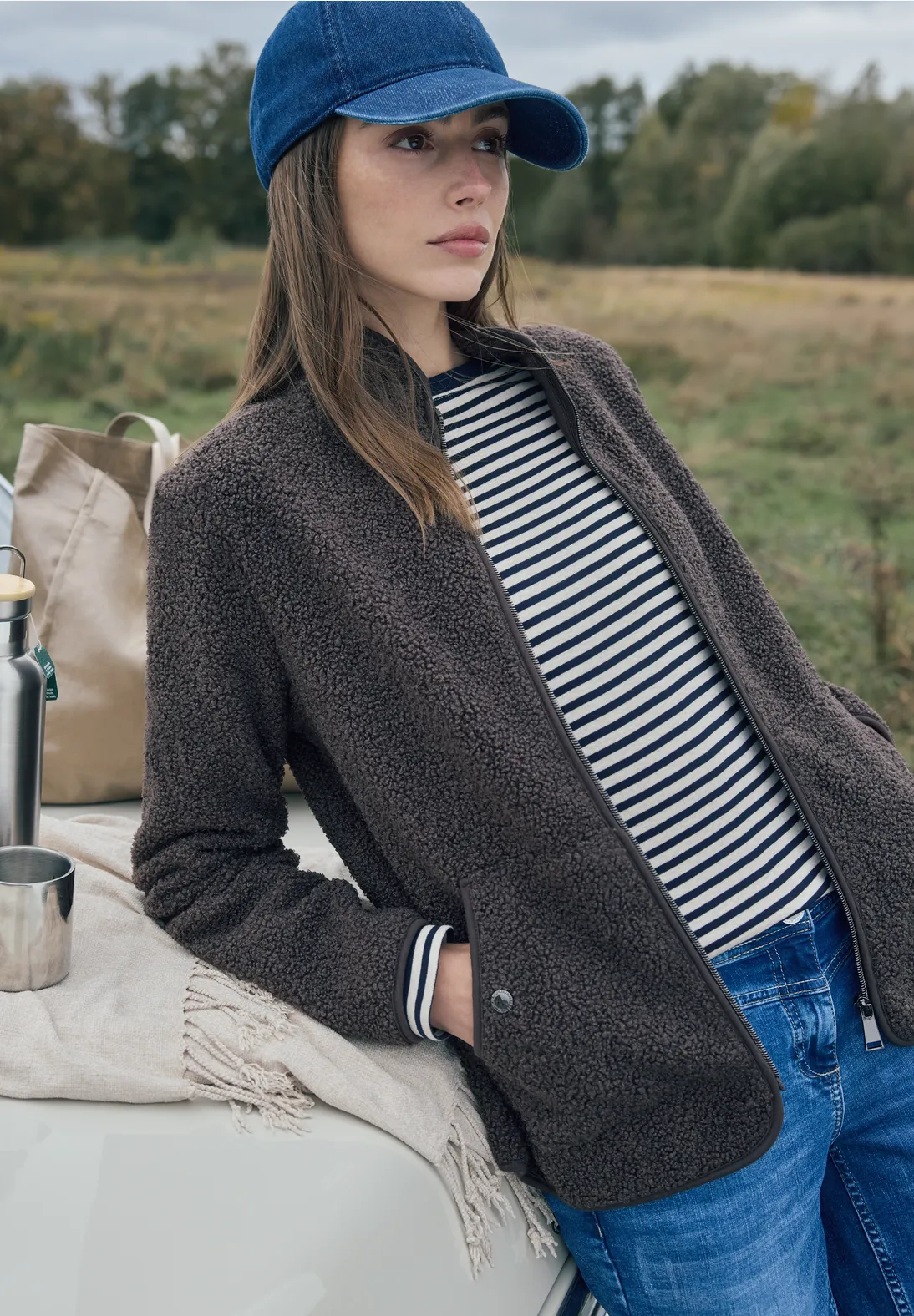 Cecil Soft Jacket with Zipper - Machiato Brown