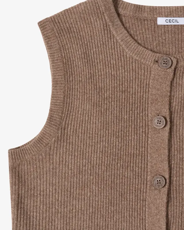 Cecil Vest met Geribbelde Structuur - Urban Taupe Melange