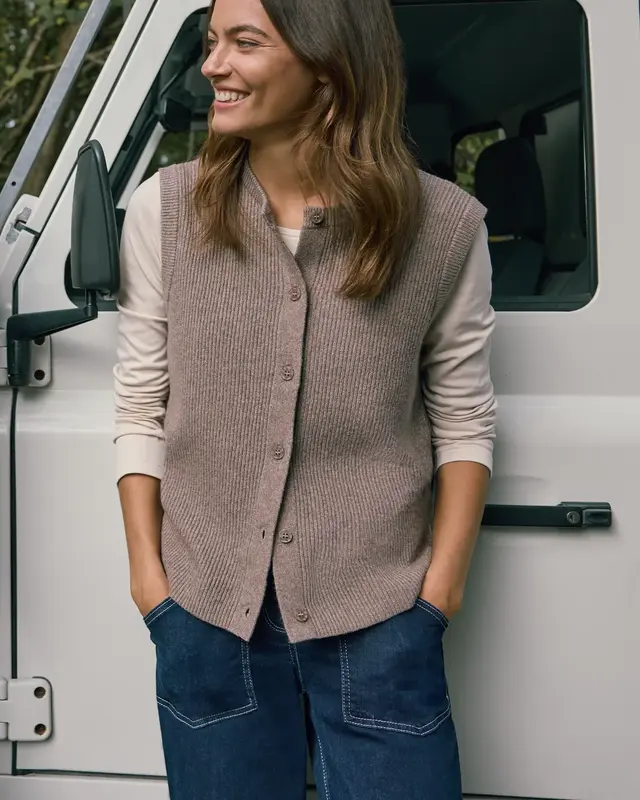 Cecil Vest met Geribbelde Structuur - Urban Taupe Melange