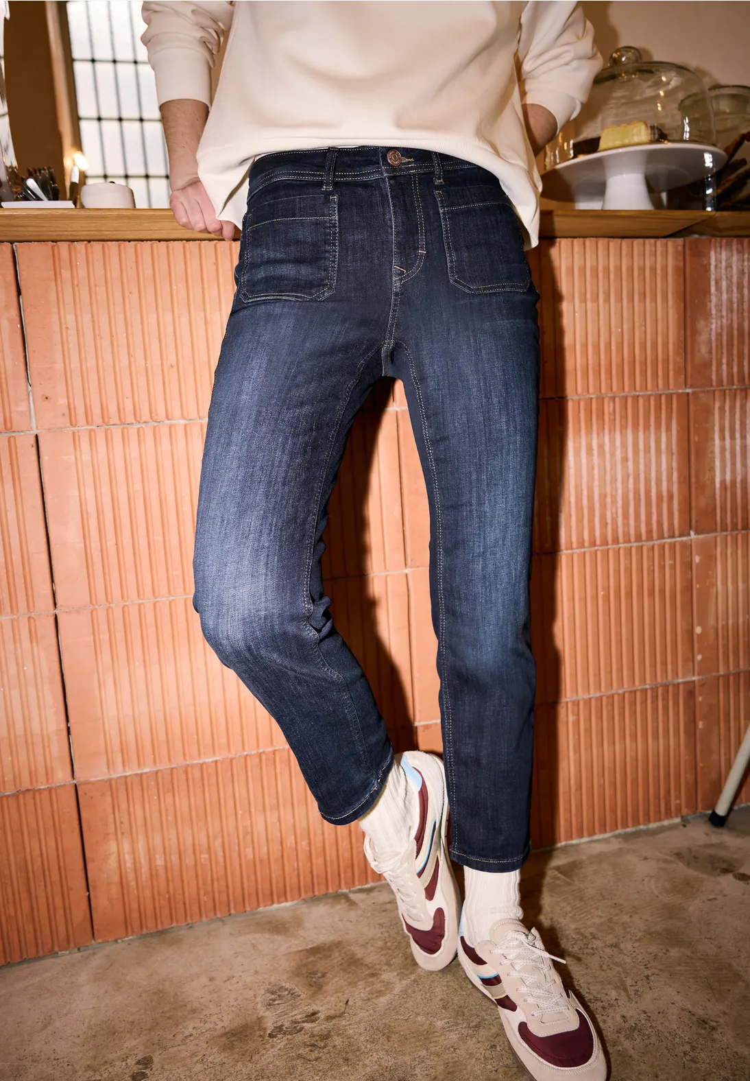 Street One Studio Straight Leg Jeans - Dark Blue Washed