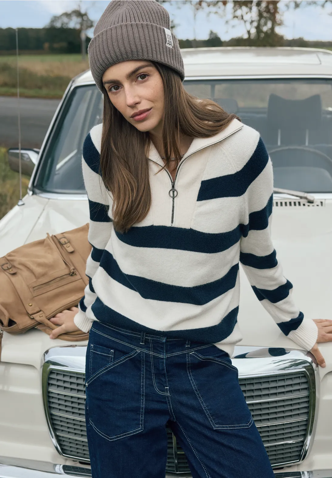 Gestreept slubshirt voor dames in Blauw