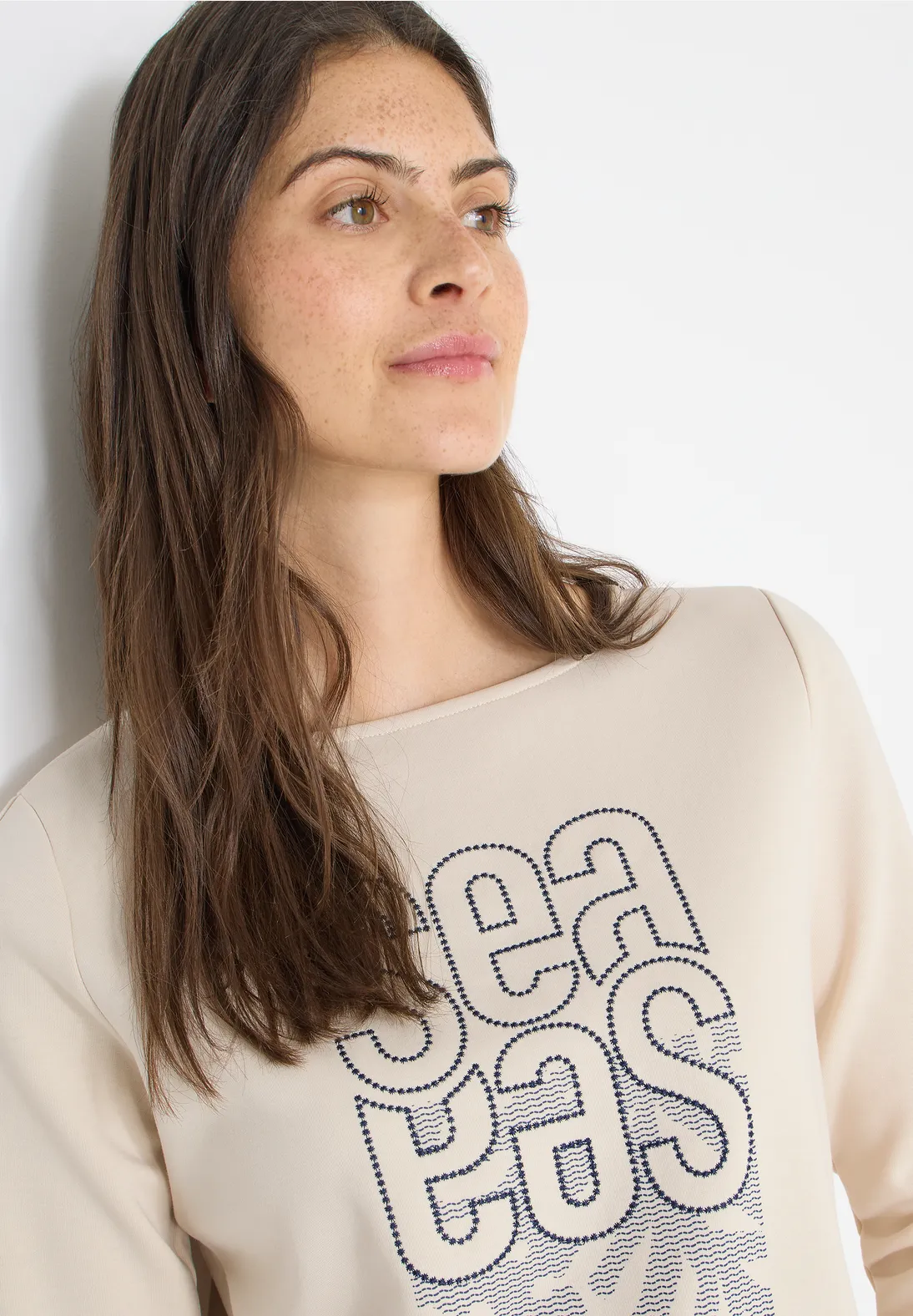 Cecil Shirt mit Stickerei - Pearl Beige