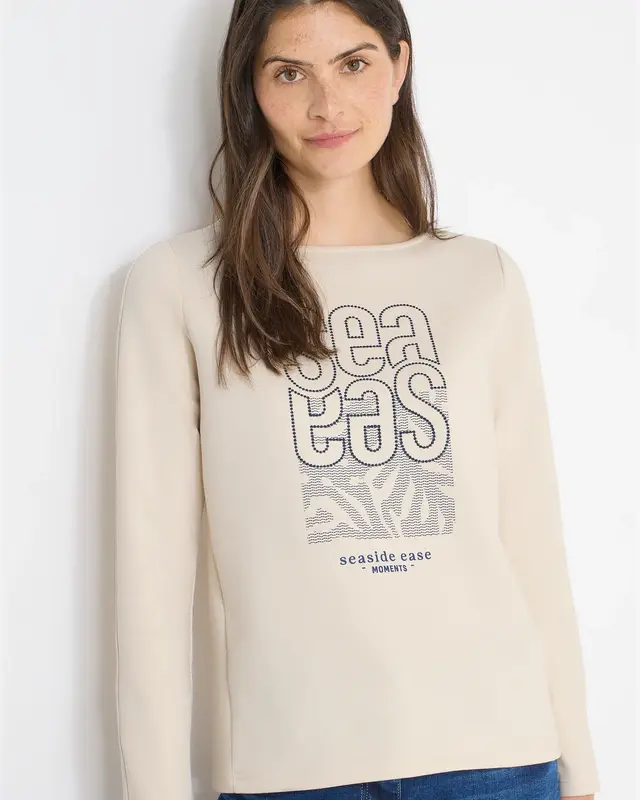 Cecil Shirt mit Stickerei - Pearl Beige