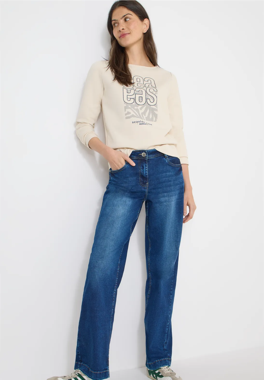 Cecil Shirt met Borduursel - Pearl Beige