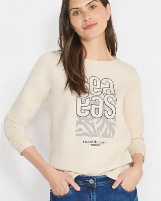 Cecil Shirt met Borduursel - Pearl Beige