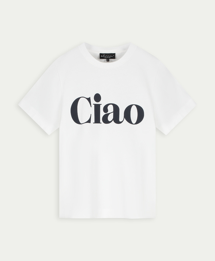 Elvira Collections T-Shirt Ciao - Off White, Navy Front