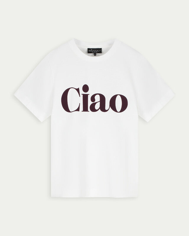 Elvira Collections T-Shirt Ciao - Off White, Mocha Front
