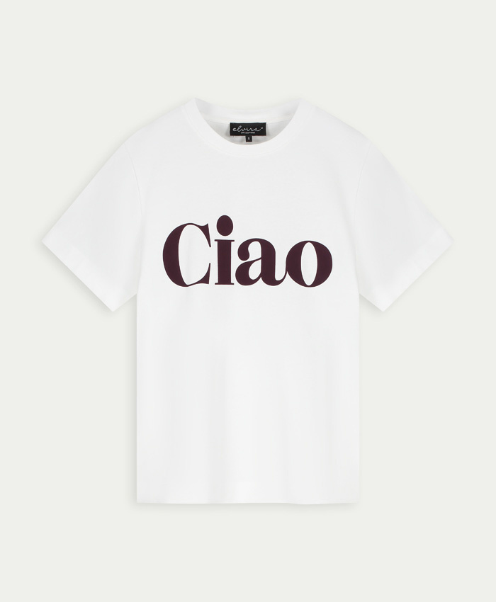 Elvira Collections T-Shirt Ciao - Off White, Mocha Front