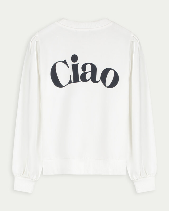 Elvira Collections Backprint Sweater Ciao - Off White