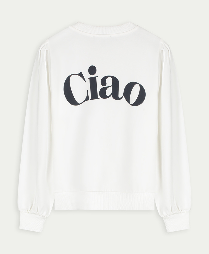 Elvira Collections Backprint Sweater Ciao - Off White