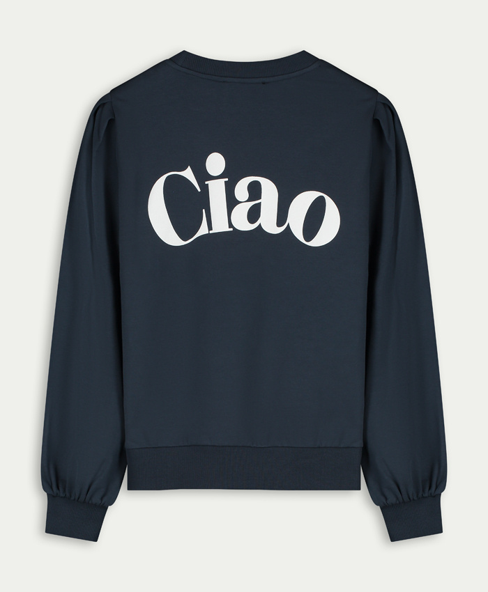Elvira Collections Backprint Sweater Ciao - Navy