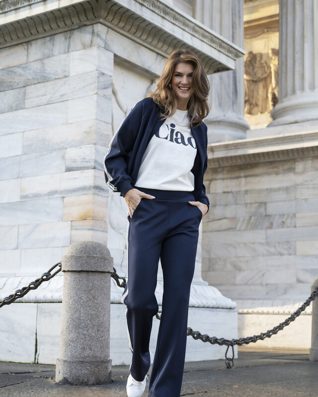 Elvira Collections T-Shirt Ciao - Off White, Navy Front