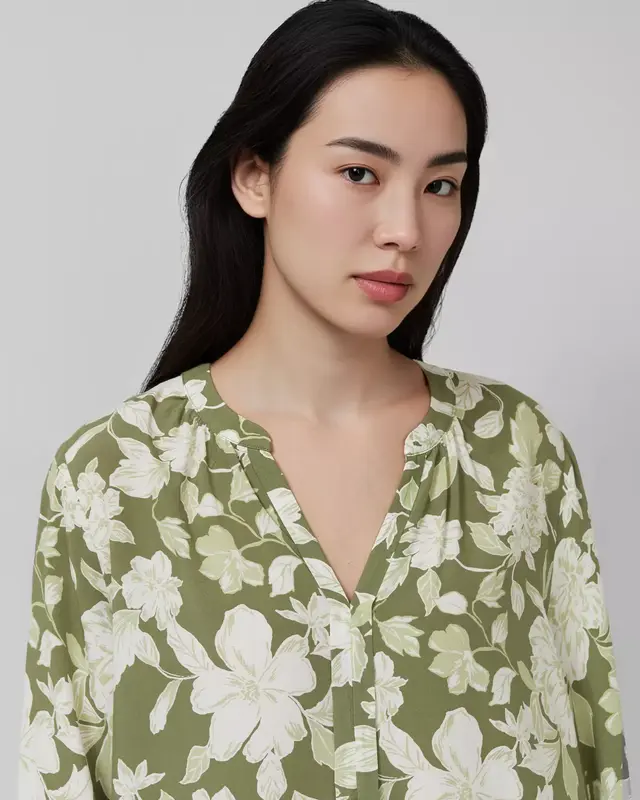 S. Oliver Print Bluse - Olive Green