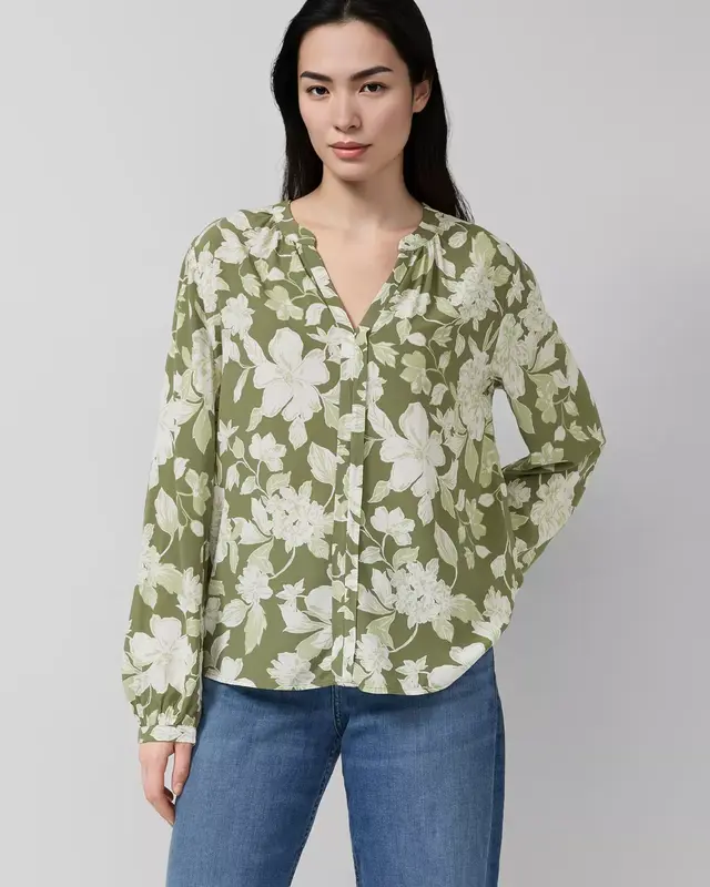 S. Oliver Print Blouse - Olive Green