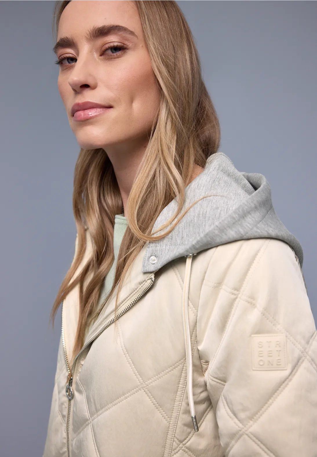 Street One Jacke mit abnehmbarer Kapuze - Powder Beige