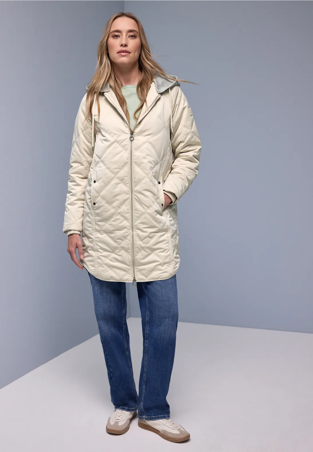 Street One Jacke mit abnehmbarer Kapuze - Powder Beige