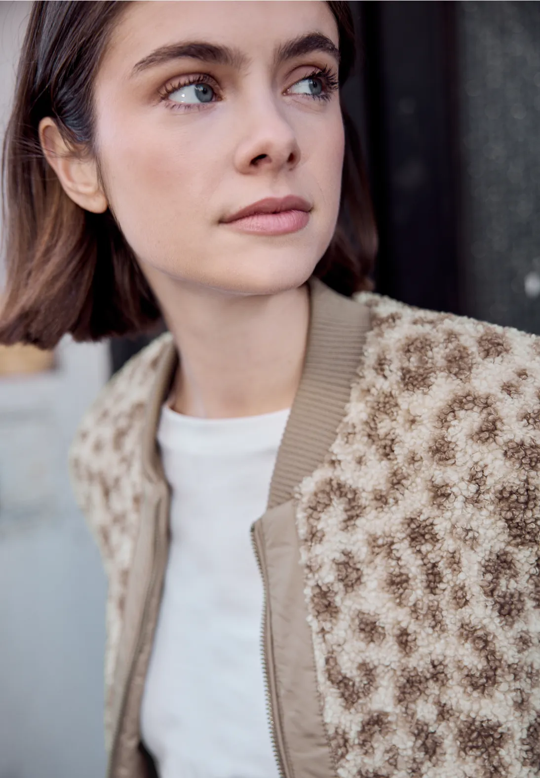 Street One Studio Blouson with Leo Print - Cashmere Grey