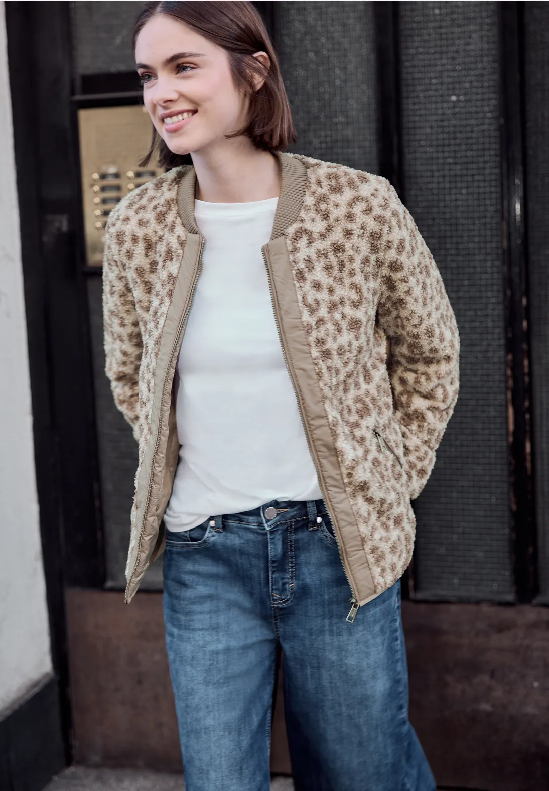 Street One Studio Blouson with Leo Print - Cashmere Grey