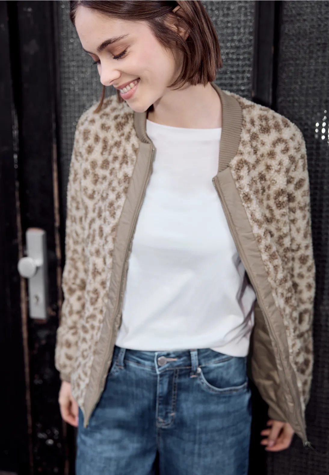 Street One Studio Blouson mit Leomuster - Cashmere Grey