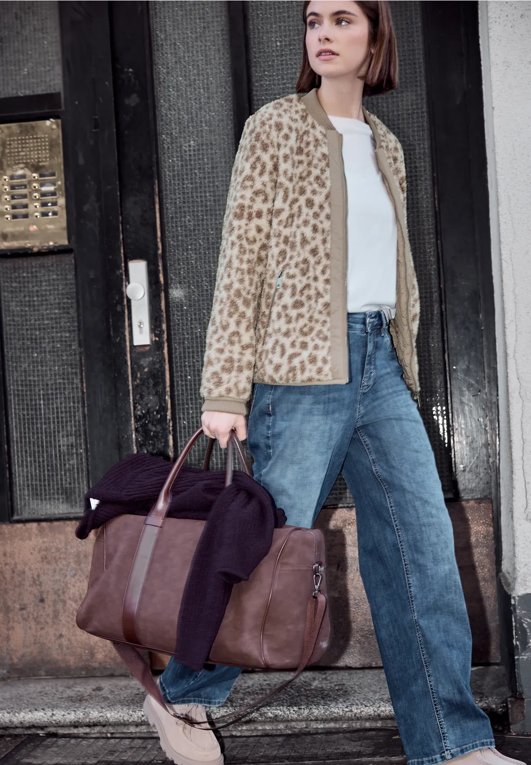 Street One Studio Blouson with Leo Print - Cashmere Grey